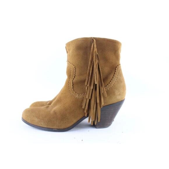 Sam Edelman women’s Brown Suede Louie Fringed Ankle Boots SZ 7 Western Cowgirl - Picture 1 of 12